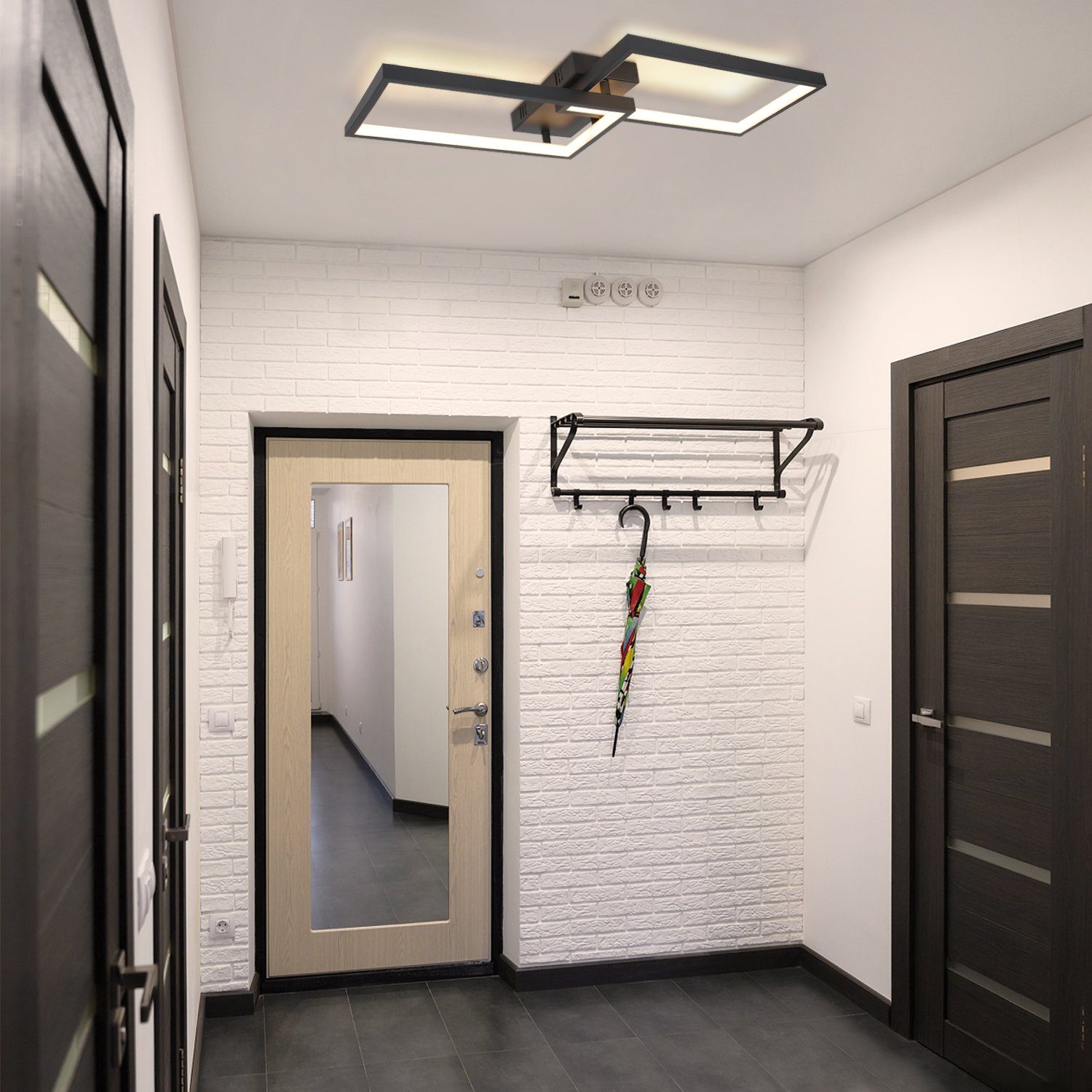 Schwarz fest Wohnzimmer Schlafzimmer Arbeitszimmer Schwarz-Weiß Esszimmer Fernbedienung, integriert, Neutralweiß, Warmweiß, 40W LED LED für Nettlife Deckenleuchte Küche Modern, aus Dimmbar Metall Deckenlampe Kaltweiß, mit