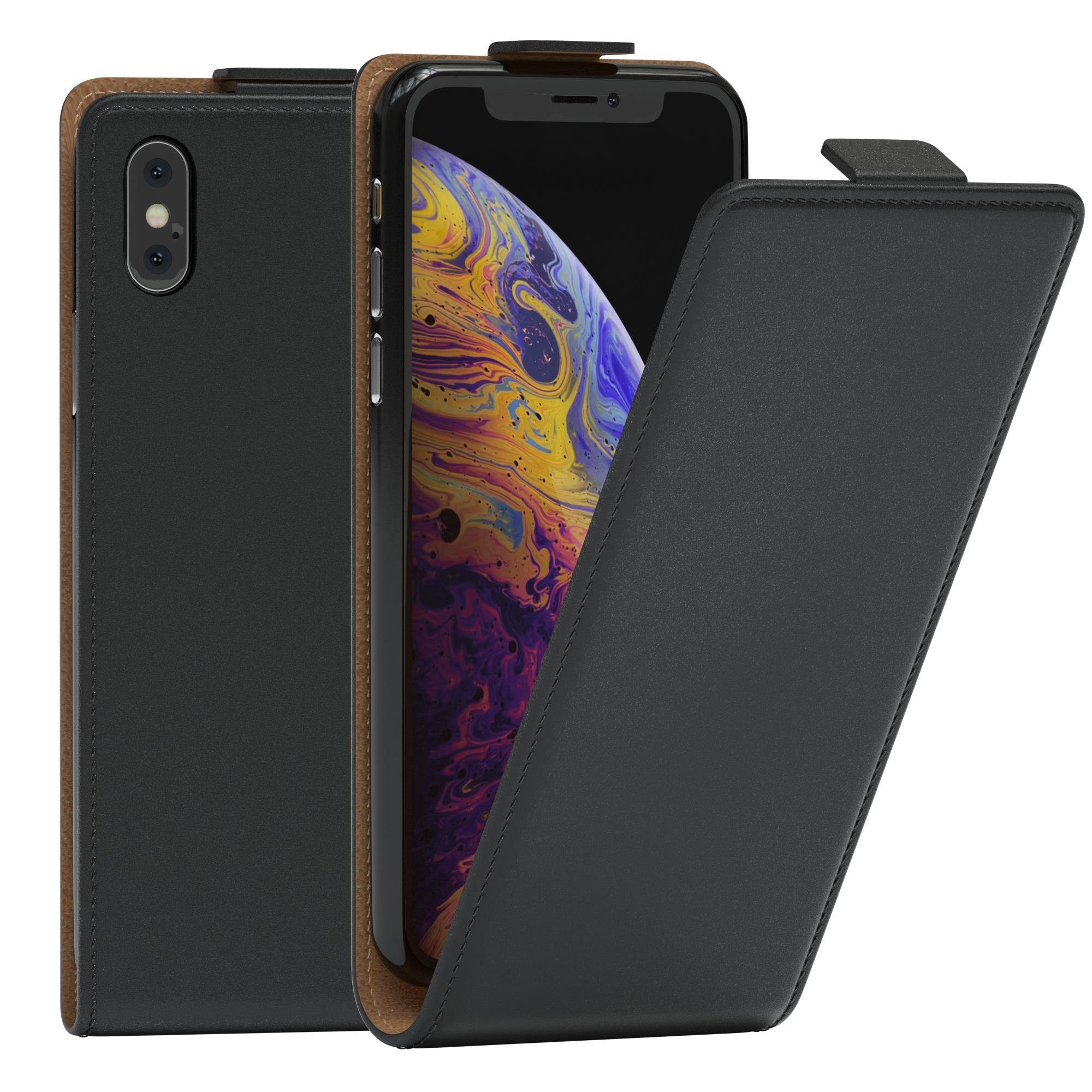 EAZY CASE Handyhülle Flipcase für Apple iPhone X / iPhone XS 5,8 Zoll, Tasche Klapphülle Handytasche zum Aufklappen Etui Kunstleder Schwarz