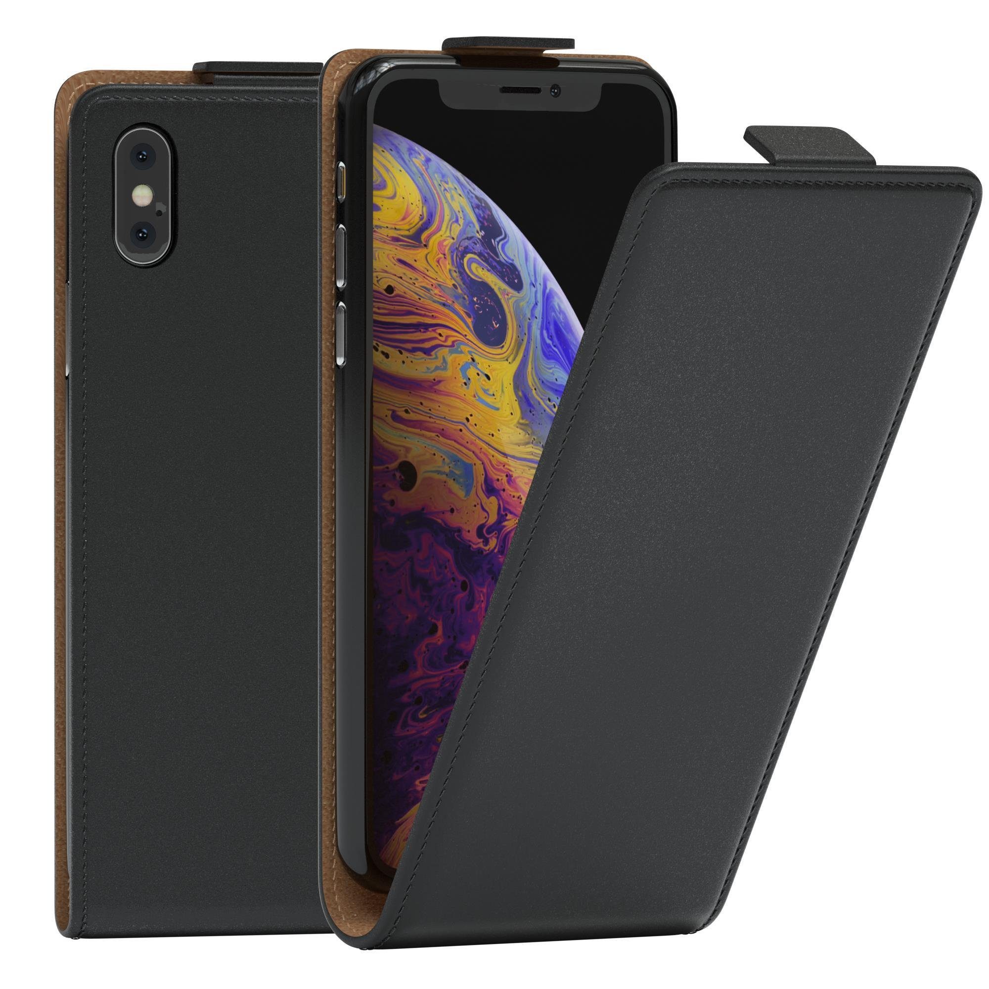 EAZY CASE Handyhülle Flipcase für Apple iPhone X / iPhone XS 5,8 Zoll,  Tasche Klapphülle Handytasche zum Aufklappen Etui Kunstleder Schwarz