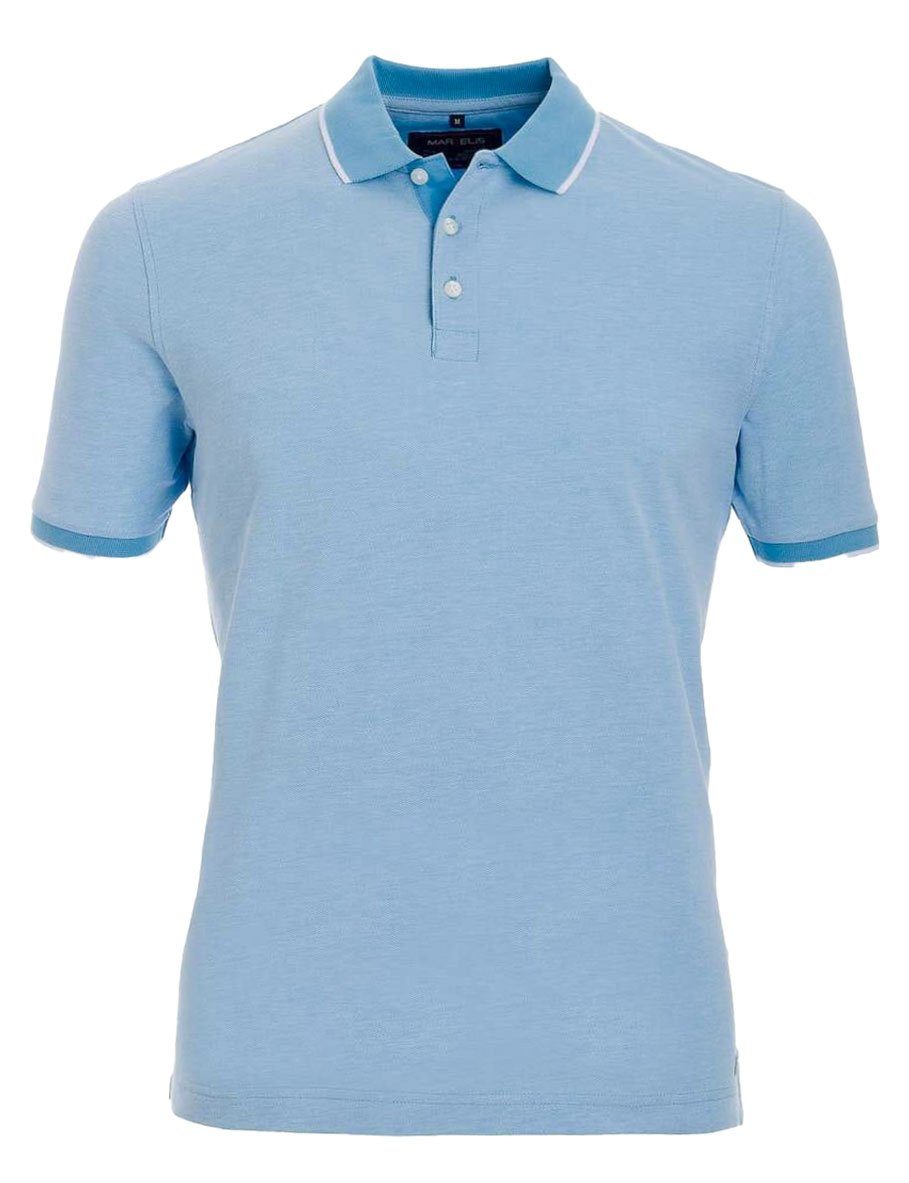 Einfarbig Polokragen Hellblau - - Poloshirt Poloshirt Fit - - Casual MARVELIS