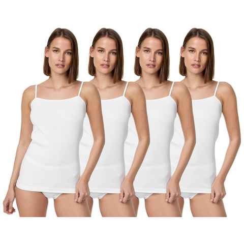 TEXEMP Spaghettitop 4er Pack Damen Unterhemd Spaghettiträger Trägertop Tank Baumwolle Top (4-tlg., 4er-Pack) 100% gekämmte Baumwolle