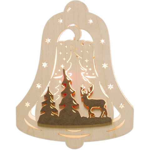 Weigla Dekolicht Waldmotiv, Weihnachtsdeko, Leuchtmittel wechselbar, Warmweiß, Motiv eingerahmt in Glocke