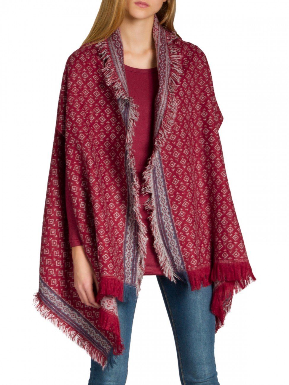 Caspar Poncho Caspar PON031 Damen Poncho rot