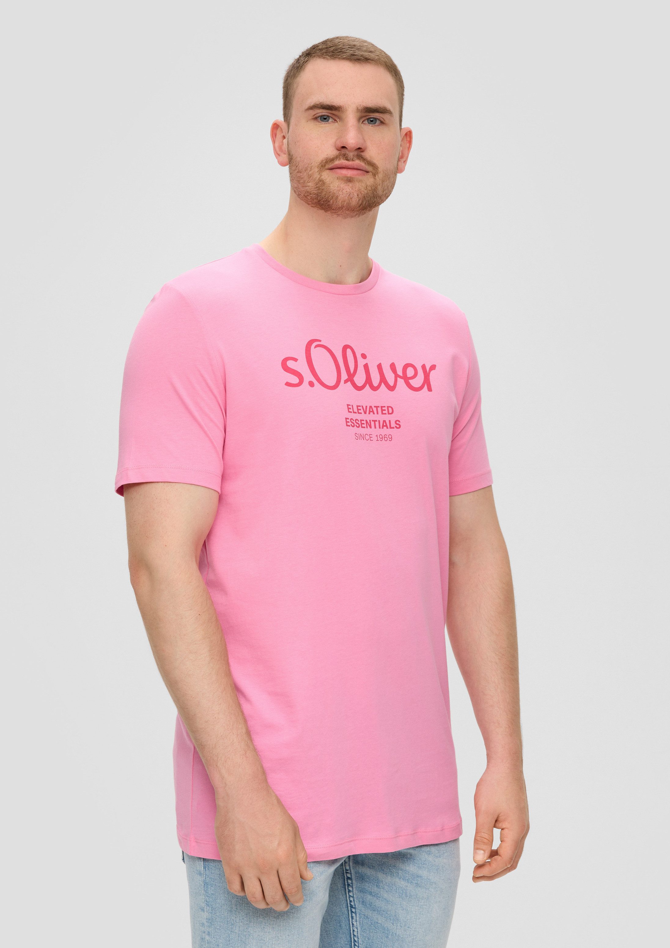 s.Oliver Kurzarmshirt T-Shirt T-Shirt aus Baumwolle mit Logo-Print