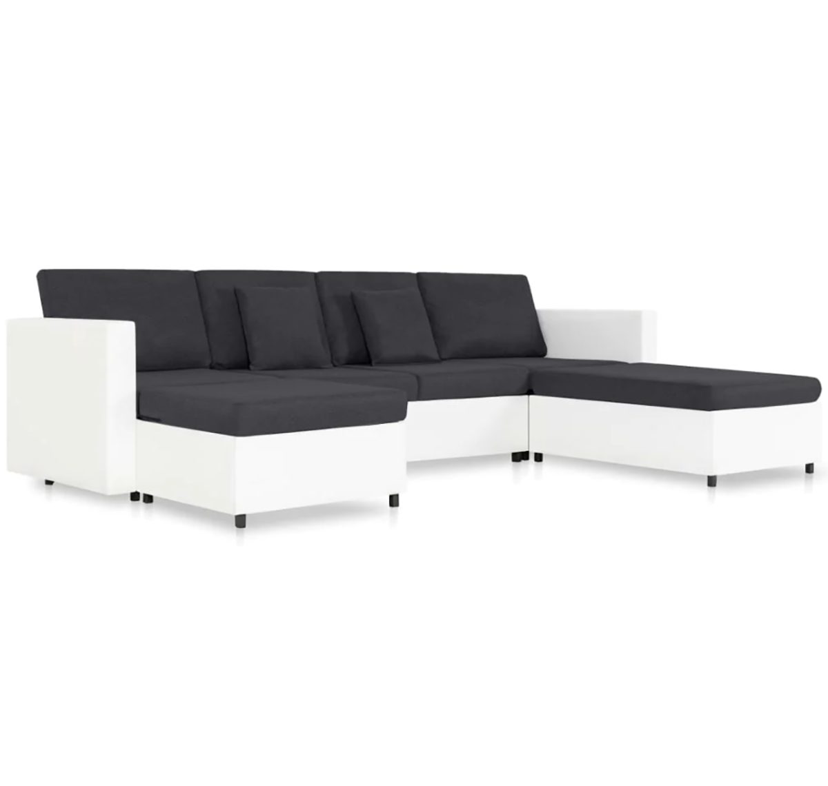 DOTMALL Big-Sofa Ausziehbares 4-Sitzer-Schlafsofa aus Weiß Kunstleder in