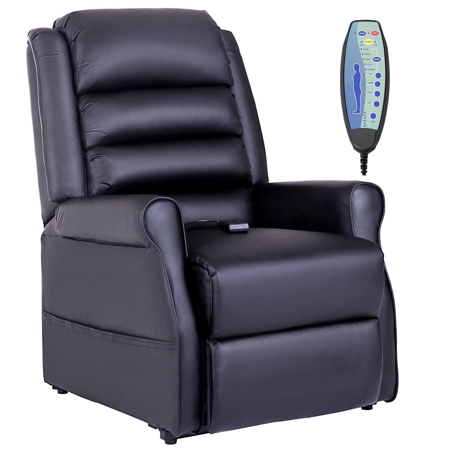 HOMCOM Massagesessel Massagesessel TV Sessel für Senior Fernsehsessel mit Wärmefunktion (Relaxsessel, 1-St., Sessel mit Aufstehhilfe), 8 Schwingmassagepunkte