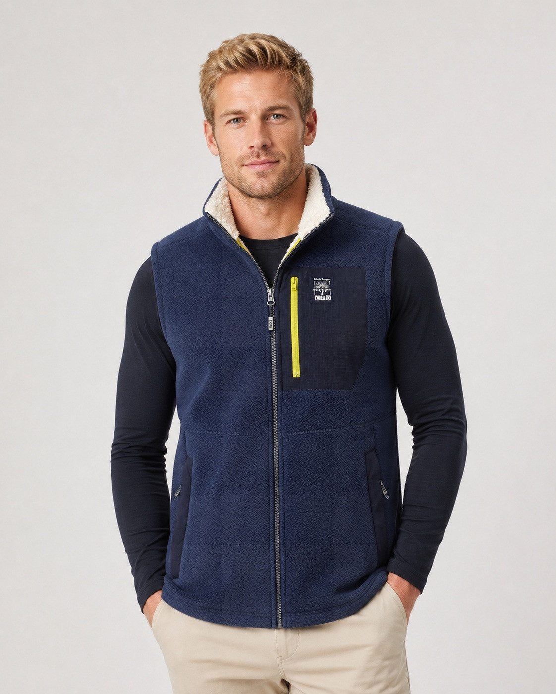 LPO Sweatweste Sweatweste Raven Knit mit Langhaarfleece