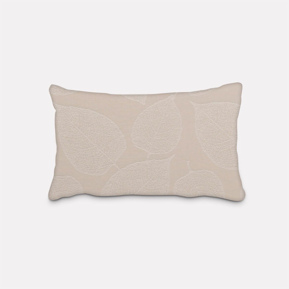 SCHÖNER LEBEN. Dekokissen SCHÖNER LEBEN. Kissenhülle Jacquard Blätter hellbeige weiß