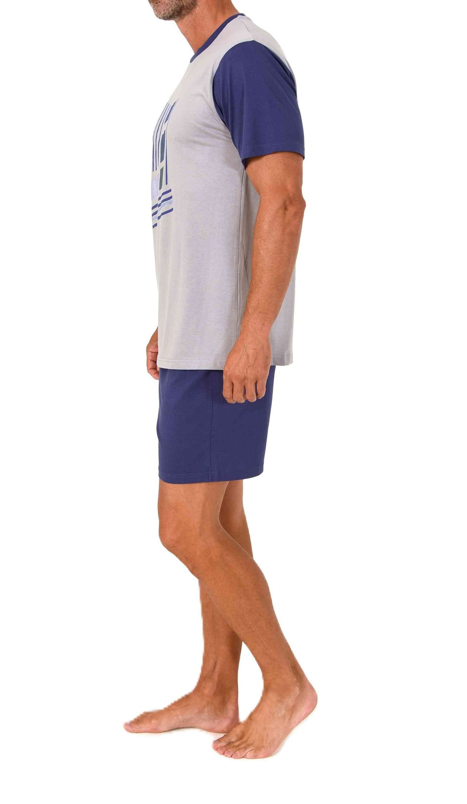 Normann Pyjama Normann Herren kurzarm Schlafanzug Shorty Pyjama mit edlen Frontprint – Bild 2 von 4