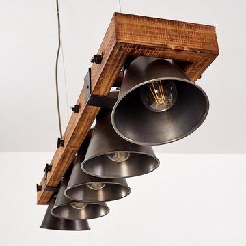 hofstein Pendelleuchte Pendel Leuchten Retro Hänge Lampen Holz/grau Ess Wohn Schlaf Zimmer