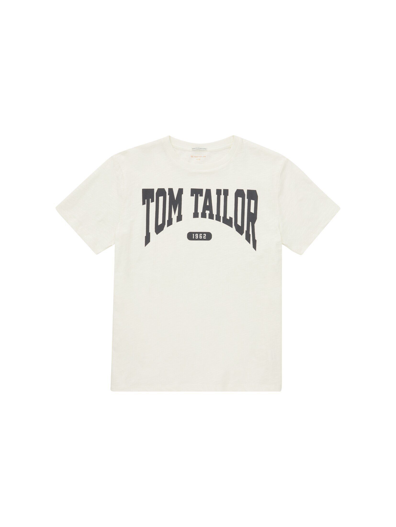 T-Shirt Print mit TOM T-Shirt White Wool TAILOR