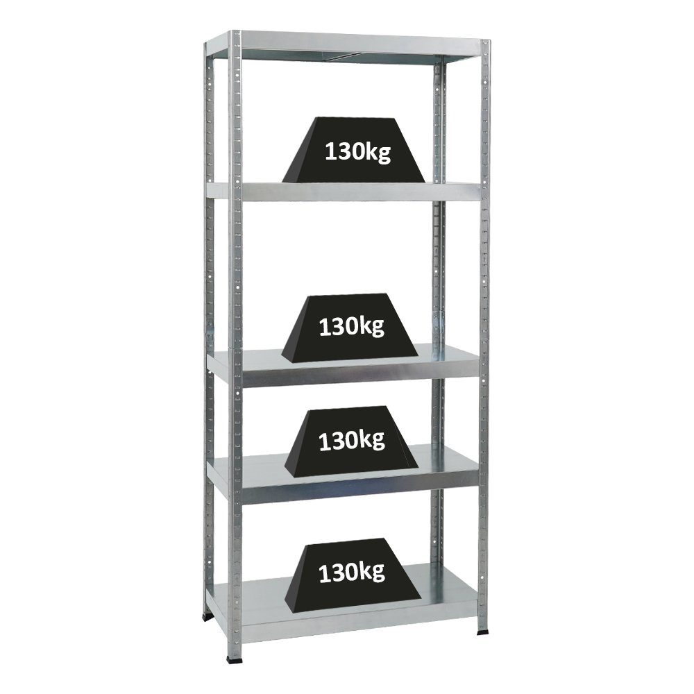 PROREGAL® Schwerlastregal Metallregal Stabiles Steckregal STEEL EAGLE mit 5 Fachböden aus Stahl, Kellerregal Lastenregal Garagenregal einfache Steckmontage