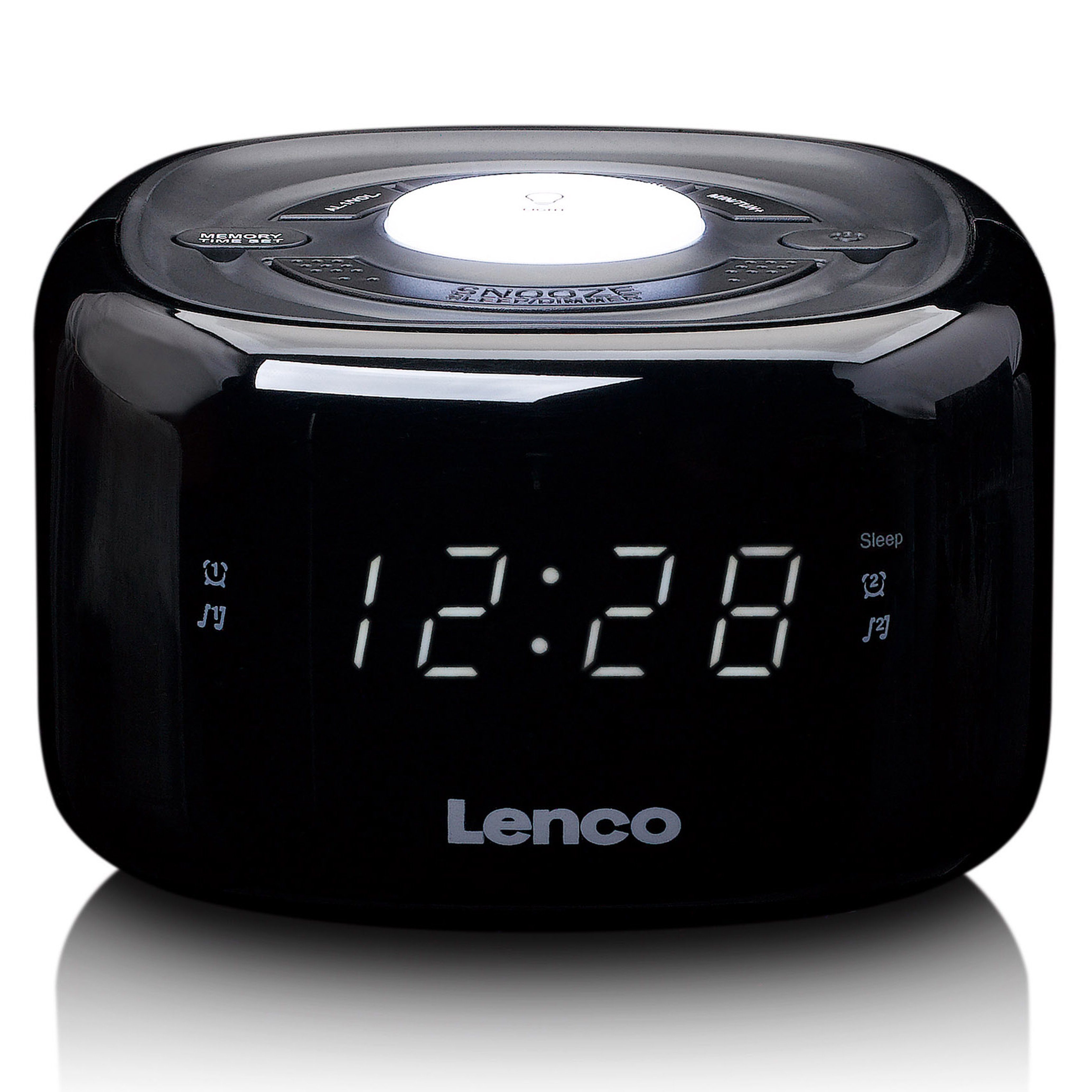 Lenco Radiowecker CR-12BK 10 Jahre Alarm, >85 20 für Batterielaufzeit, FM leichte Installation, Stationsspeicher dB