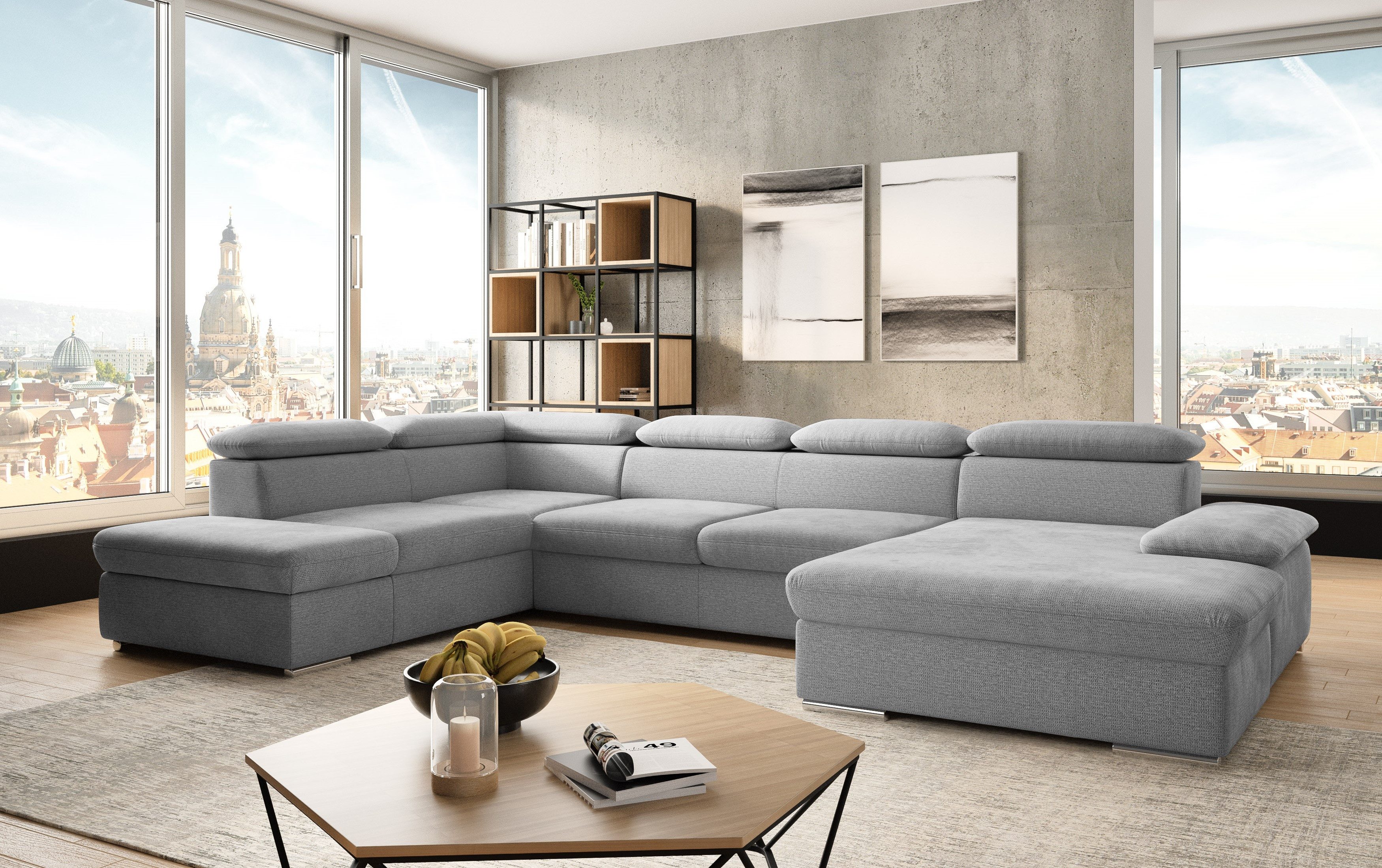 sit&more Wohnlandschaft "Valantine U-Form, B: 349 cm" mit Arm- & Kopfteilve günstig online kaufen