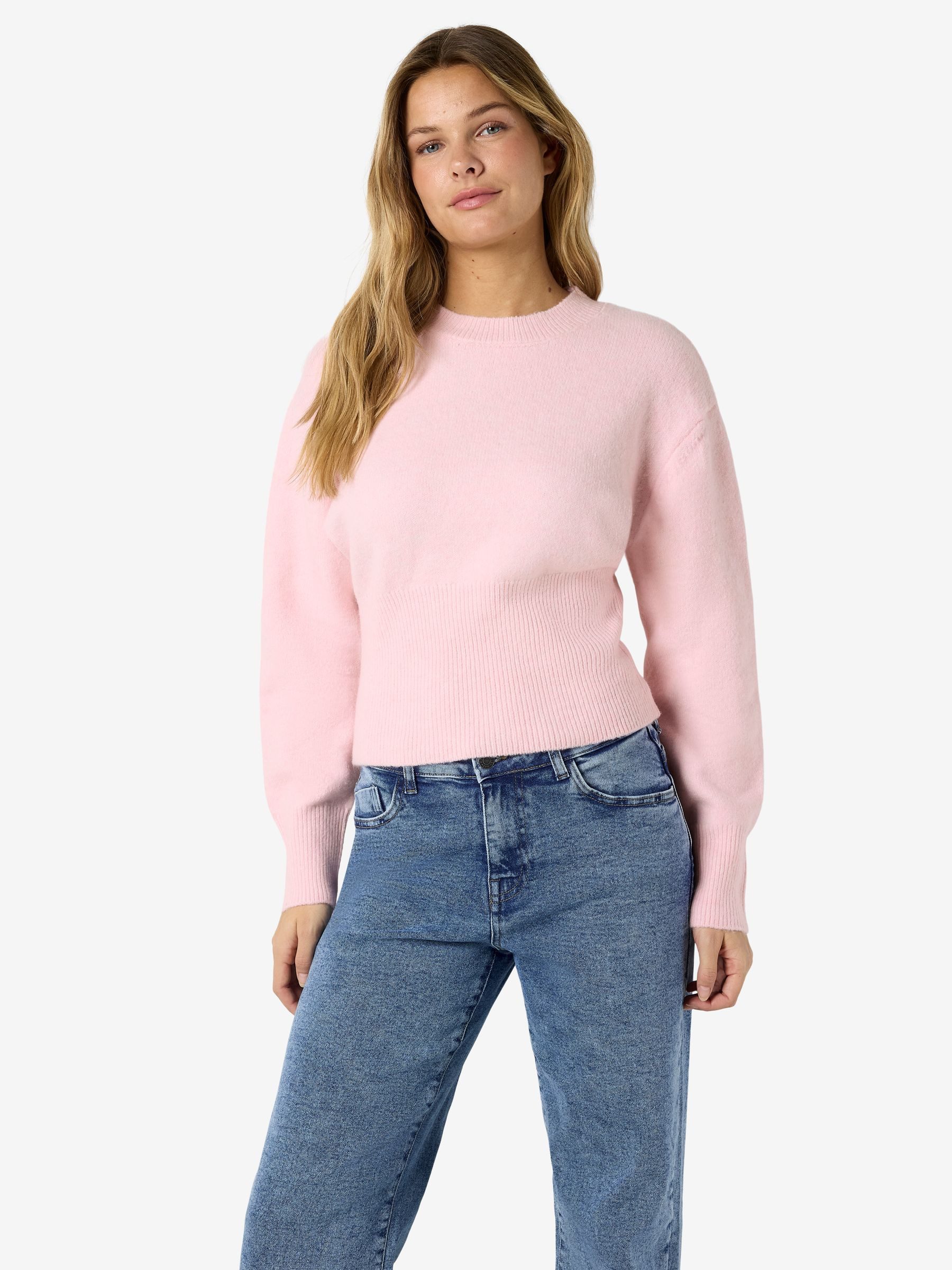 Noisy may Strickpullover Feiner Strukturstrick Rippbündchen für Damen (1-tlg) Recyceltes Material, Nachhaltig, Weiche Feinstrickqualität