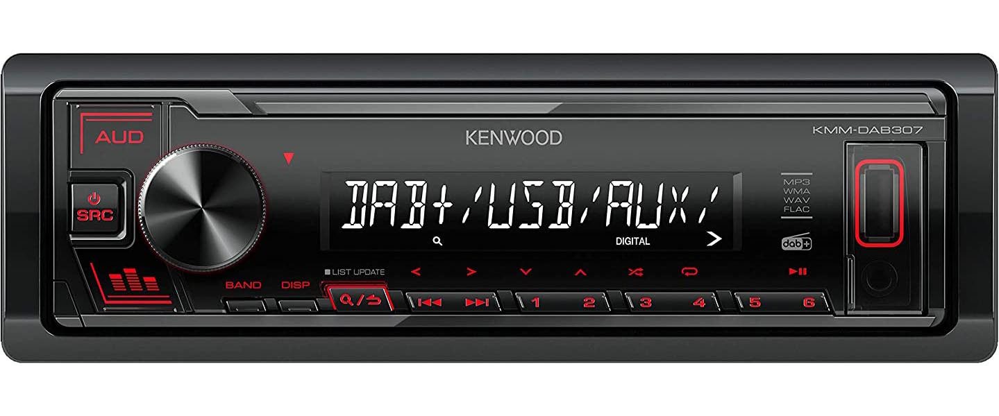 KENWOOD KMM-DAB307 DAB+ USB Autoradio Autoradio (RDS, AM/FM Radio, Animiertes Display, Bluetooth, DAB+, AUX Eingang, 1 DIN)