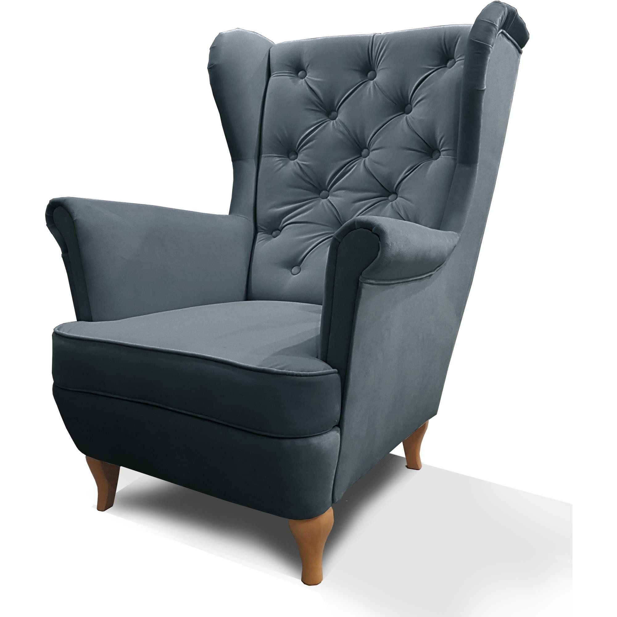 Beautysofa Ohrensessel Sessel FALCO Chesterfield Wohnzimmersessel Fernsehsessel – Bild 2 von 5