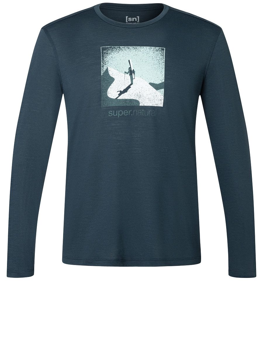 SUPER.NATURAL Sweatshirt für Herren, Merino ALMOST DONE Skitour Motiv, Berge