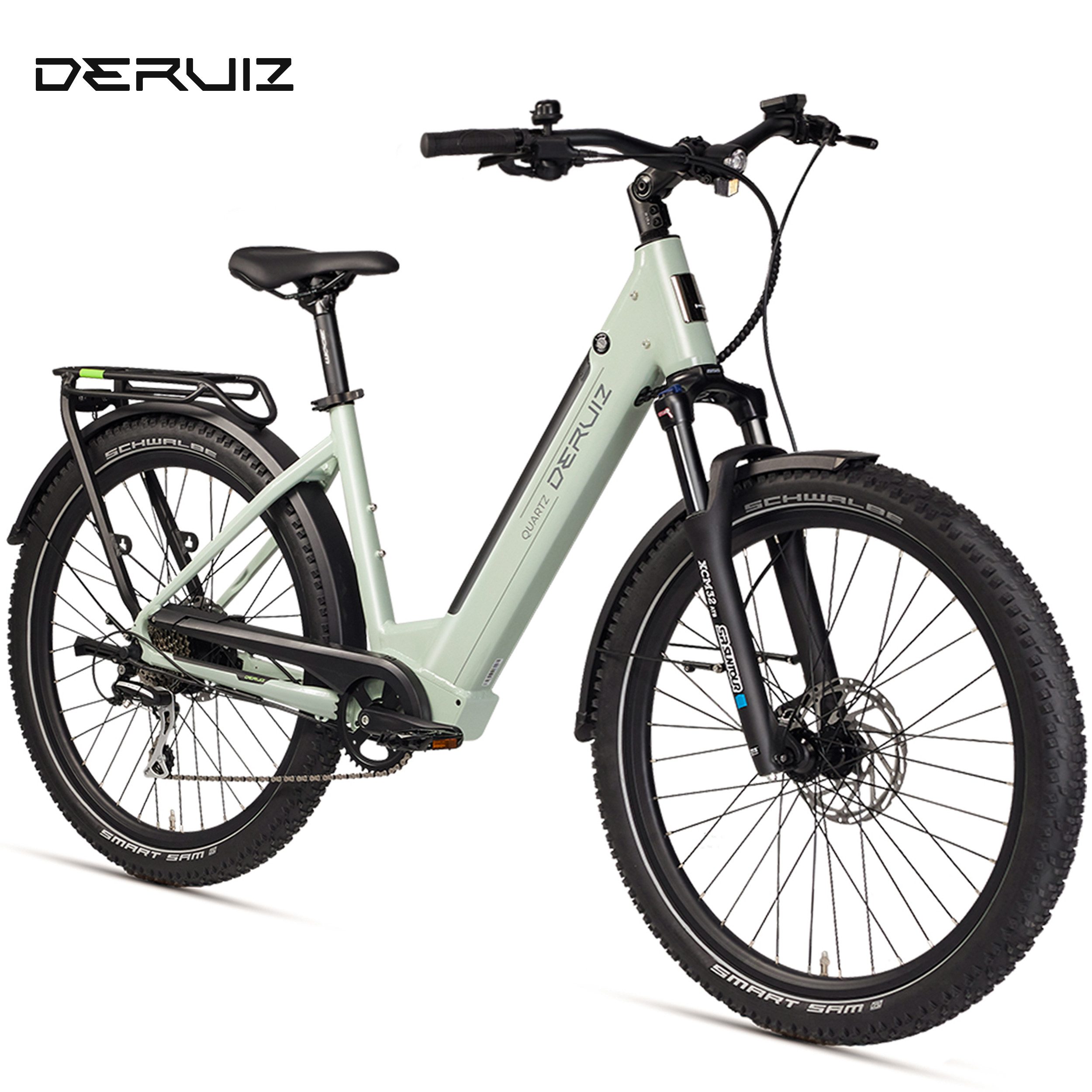 DERUIZ E-Bike Trekkingrad 28 Zoll, Quartz/SUV, 160 km, Drehmomentsensor, Bluetooth & APP, 8 Gang SHIMANO Acera RD-M360 SGS Schaltwerk, Kettenschaltung, Hinterradmotor, 644 Wh, Tiefeinsteiger-Rahmen, RH: 46 cm, Elektrofahrrad für Damen und Herren