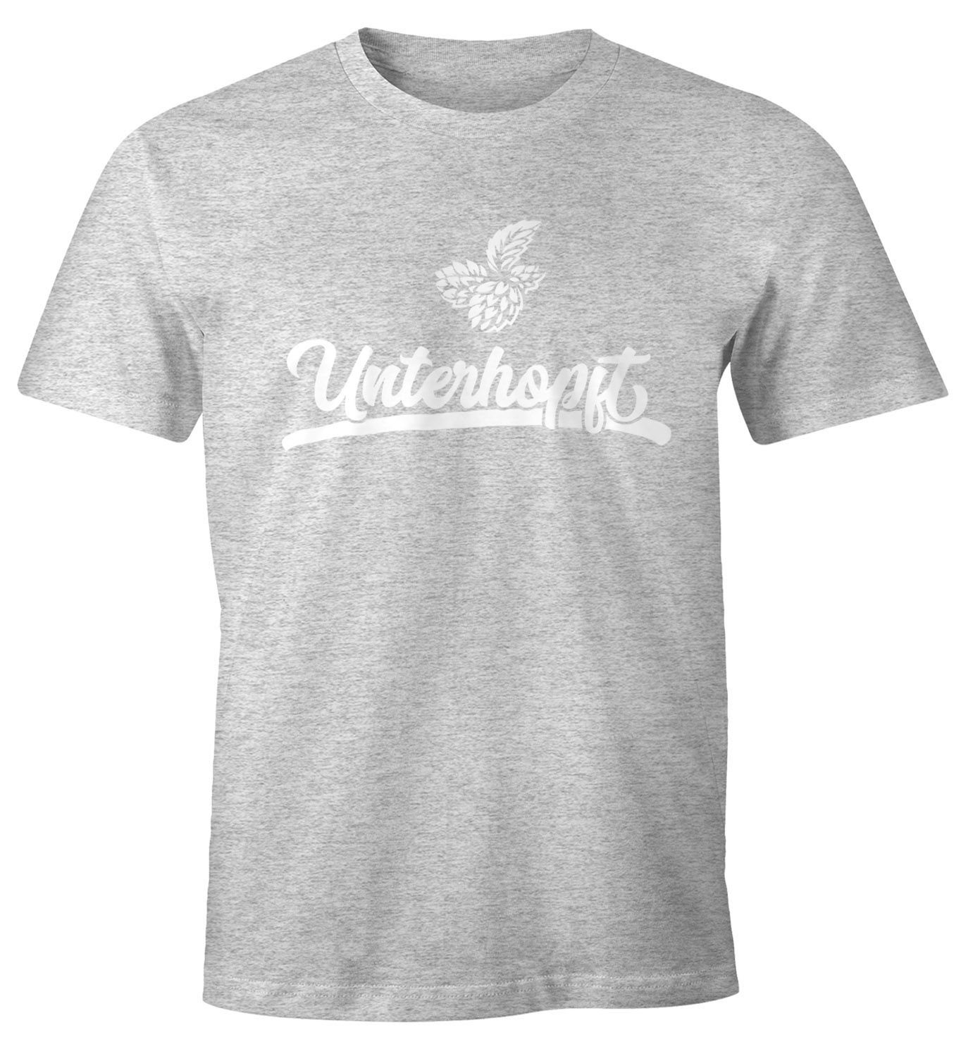MoonWorks Print-Shirt Herren Party T-Shirt Unterhopft Bier Fun-Shirt Moonworks® mit Print grau | T-Shirts