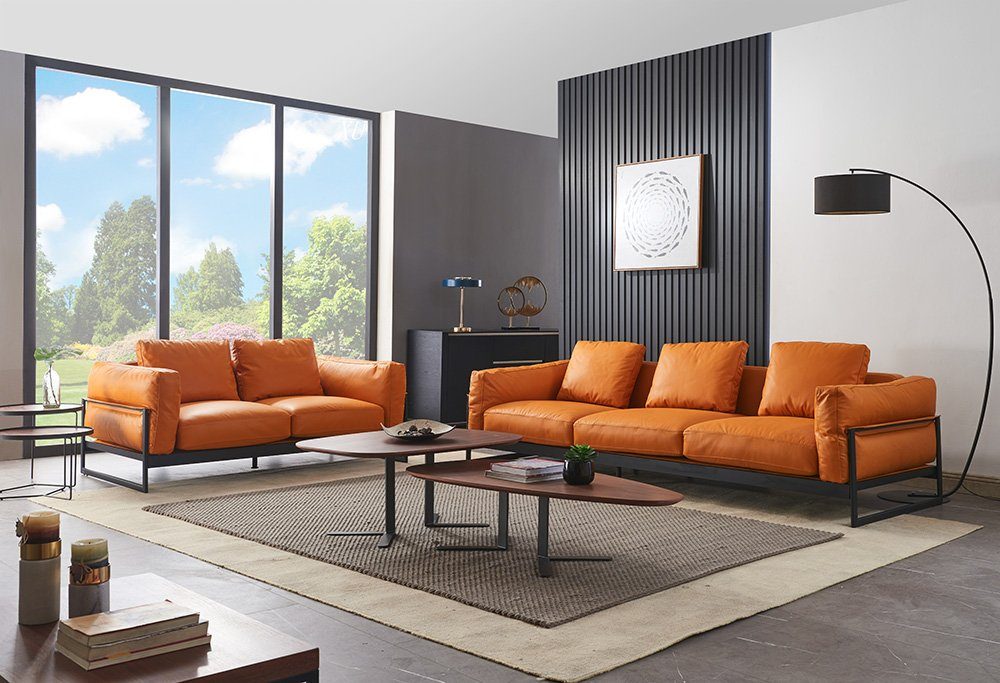 JVmoebel 3-Sitzer Design Möbel Sofa Coch 3 Sitz Polster Sofas Wohnzimmer Couchen, Made in Europe Orange