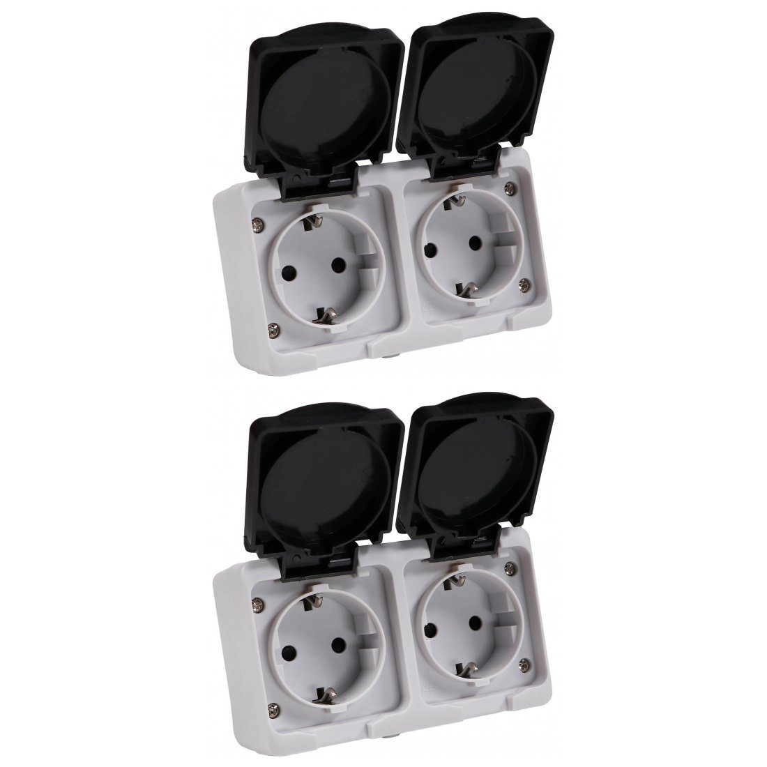 REV Ritter GmbH Aufputz-Steckdose 2er Set REV AquaMini Feuchtraum 2-fach Steckdose Doppelsteckdose, 2-St.