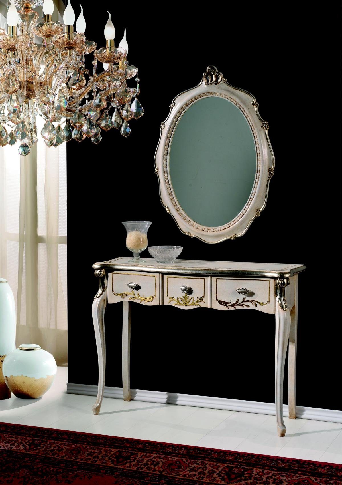 JVmoebel Konsolentisch Möbel Barock Luxus Konsolentisch Wandtisch Tisch Weiß Klassischer Holz 106 cm