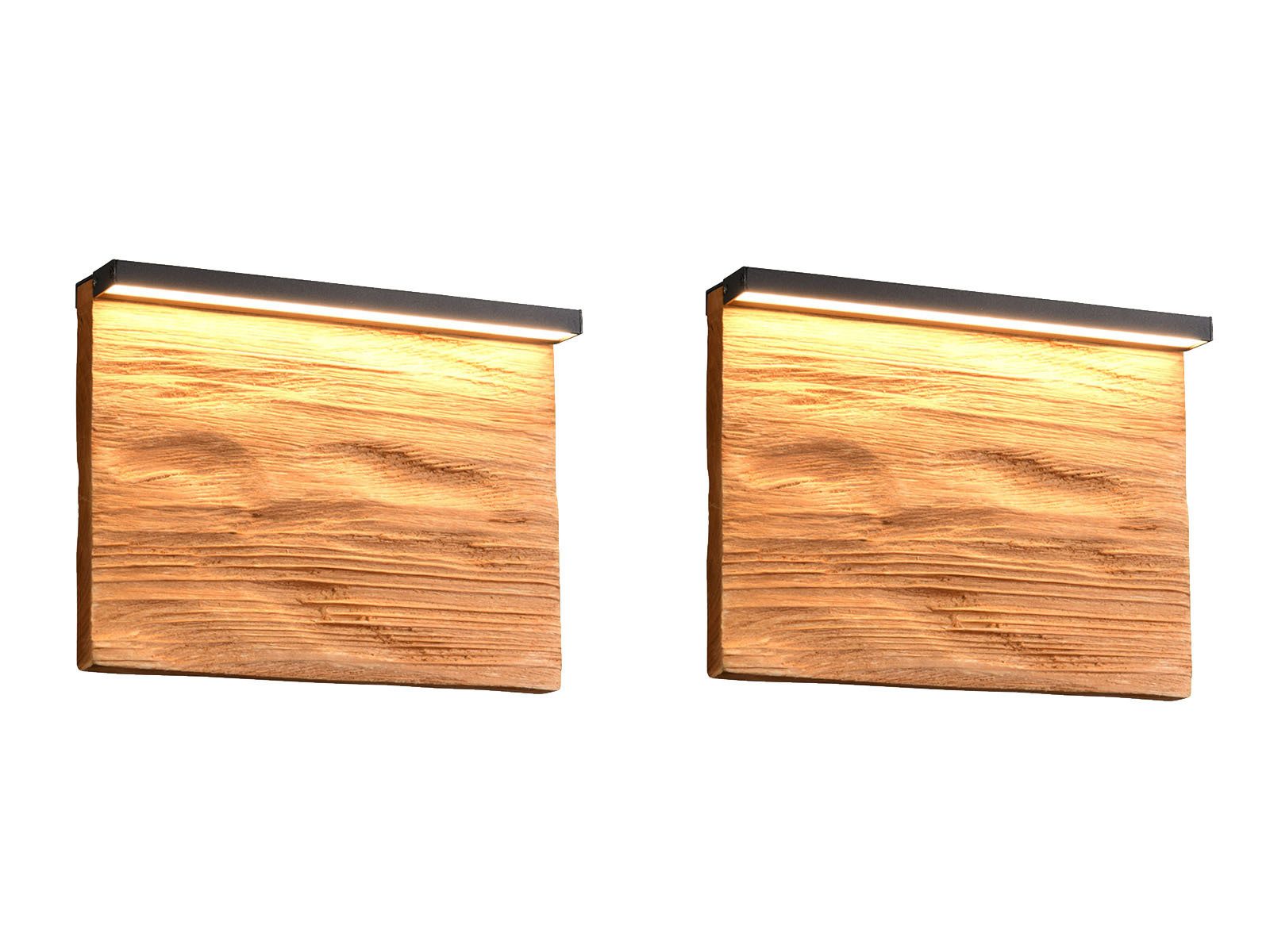 TRIO Leuchten LED Wandleuchte, Dimmfunktion, LED fest integriert, warmweiß, 2er Set indirekte Wandbeleuchtung innen flach-e Holzlampe-n, B: 20cm