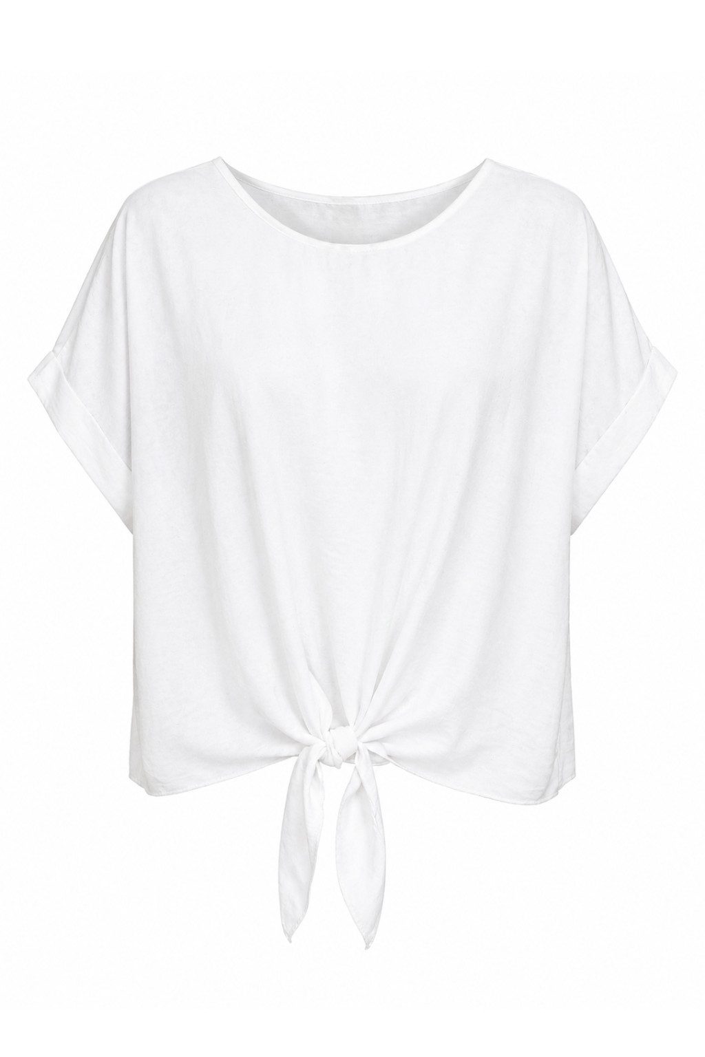 ITALY VIBES Kurzarmbluse - sommerliche Bluse - Blusenshirt Damen mit Knotendetail ONE SIZE / passend für Größe S - L