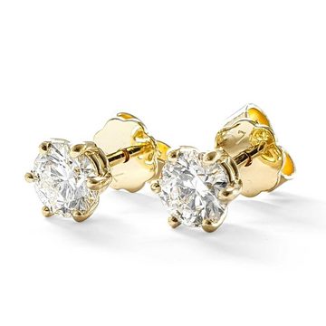 Webgoldschmied Paar Ohrstecker Diamant Ohrstecker 750 Gold mit 2 Diamanten Brillanten 1,04 F/IF