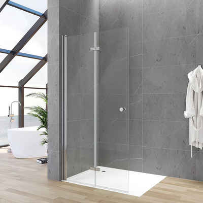 AQUABATOS Walk-in-Dusche Duschwand Duschabtrennung Glas Walk-In Dusche Duschtür Falttür, 5 mm ESG Klarglas mit Verstellbereich Hebe- und Senk Mechanismus