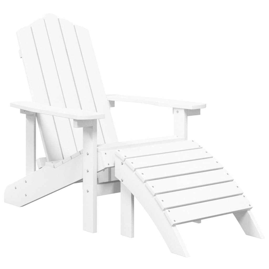 vidaXL Gartenstuhl Adirondack-Gartenstuhl mit Hocker & Tisch HDPE Weiß (1 St)