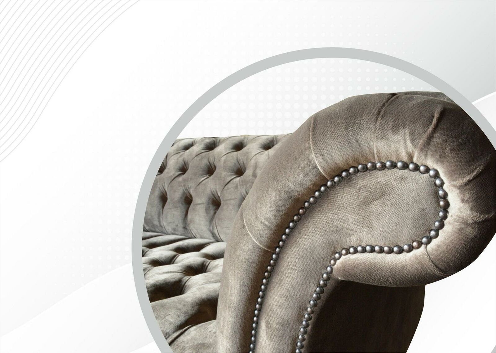Design 3-Sitzer Chesterfield Made Chesterfield-Sofa Möbel luxus Textil Europe in JVmoebel Neu, Grauer