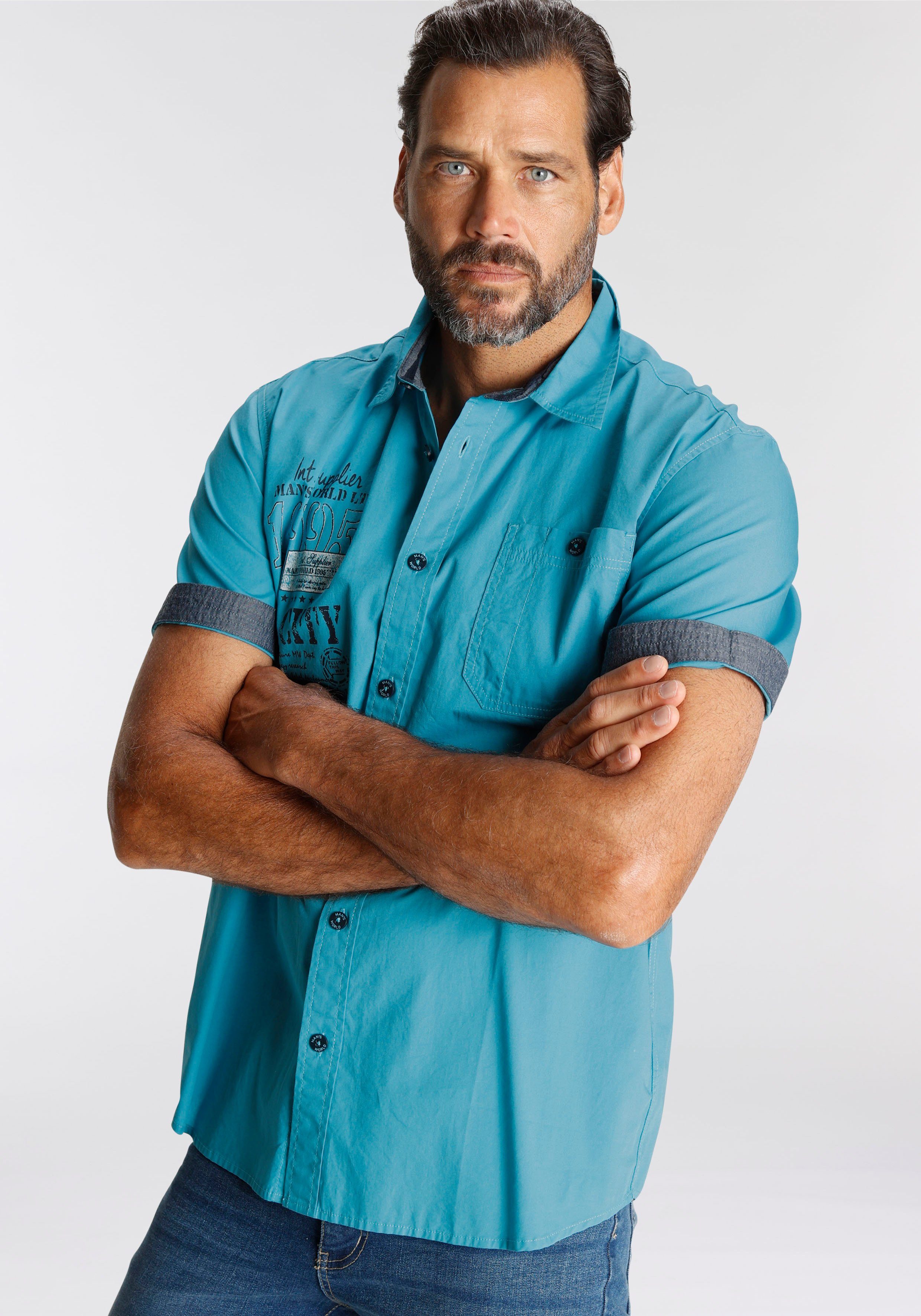Man's World Kurzarmhemd mit Print günstig online kaufen