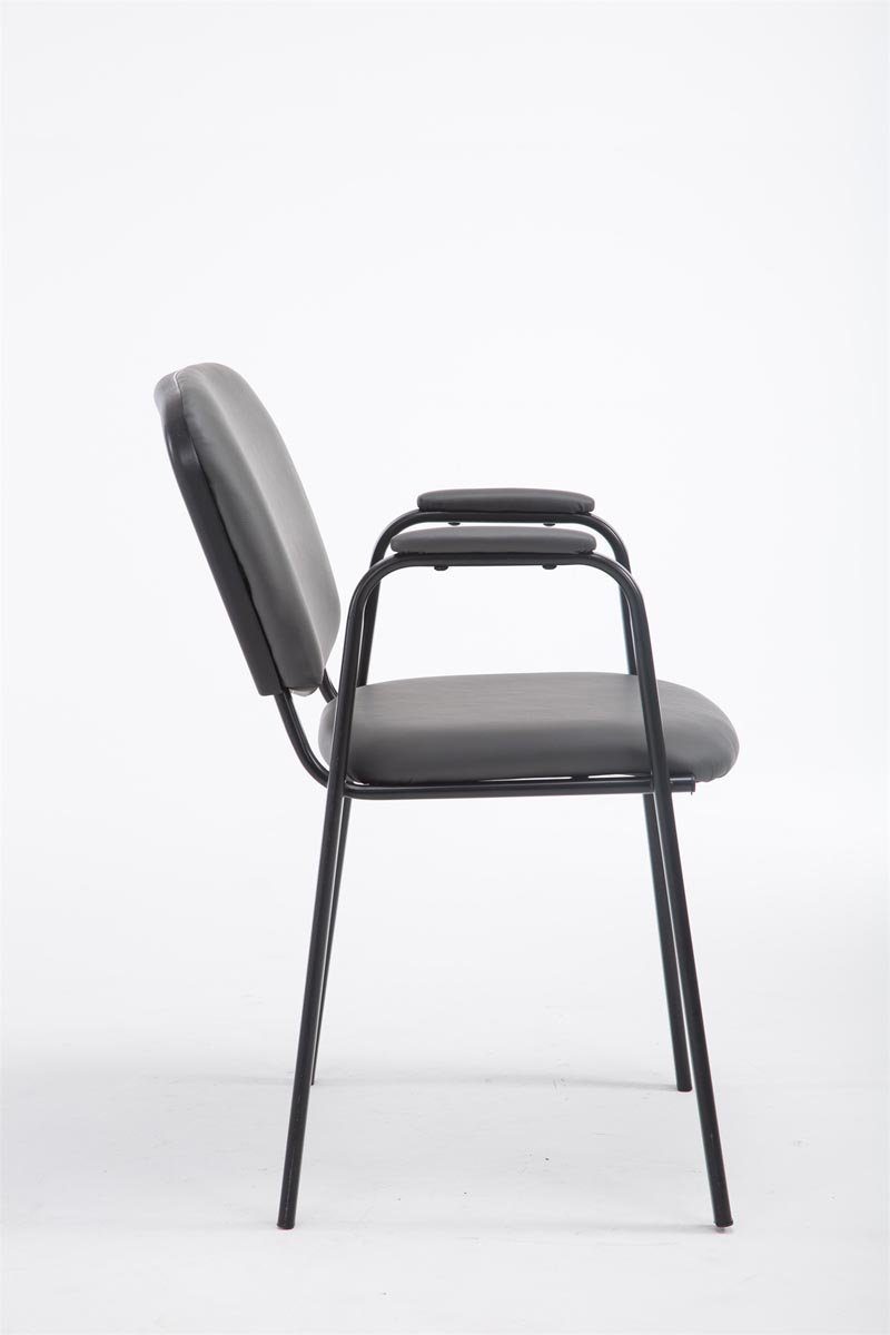 (Besprechungsstuhl - mit Keen TPFLiving Kunstleder - Warteraumstuhl - schwarz Messestuhl), Konferenzstuhl Gestell: Sitzfläche: hochwertiger grau Metall Polsterung - Besucherstuhl