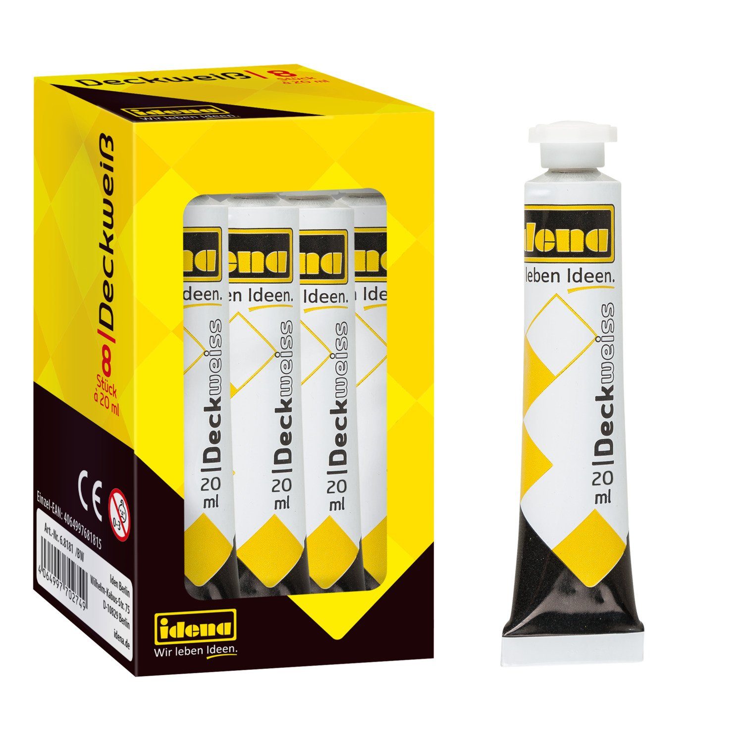 Aquarellfarbe Idena Deckweiß 20ml in Tube