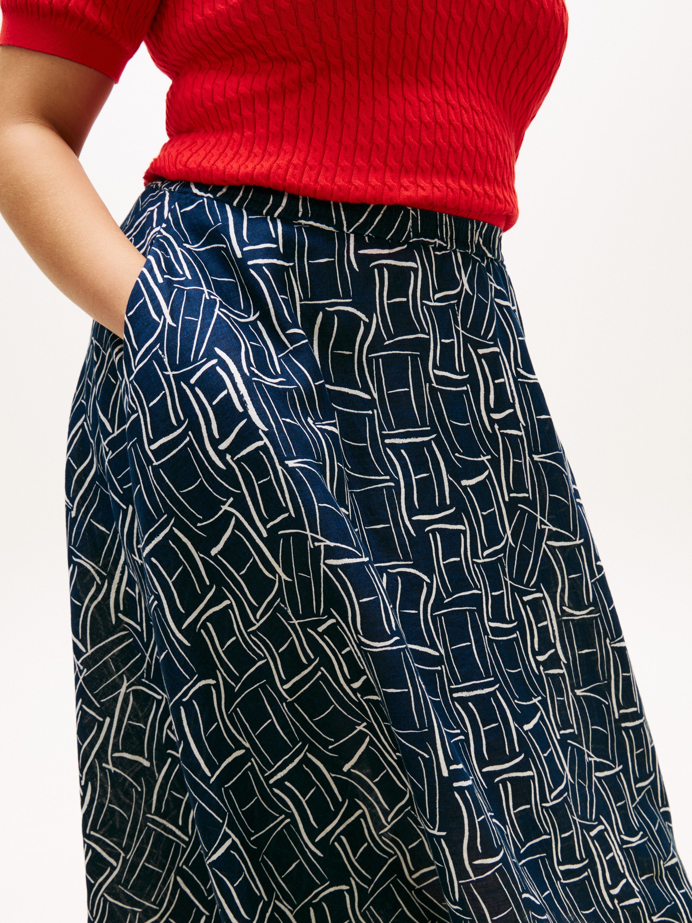 Tommy Hilfiger Curve A-Linien-Rock CRV ESS LINEN FLARE SKIRT in großen Größen, ausgestellte Form