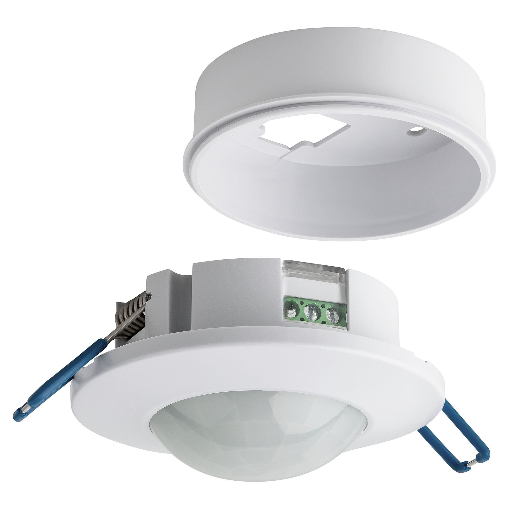SEBSON Bewegungsmelder Infrarot Sensor Unterputz Aufputz Decke - Reichweite 8m / 360° Winkel, Aufputz Adapter, LED geeignet, programmierbar, 3 Draht, Ø79x40mm