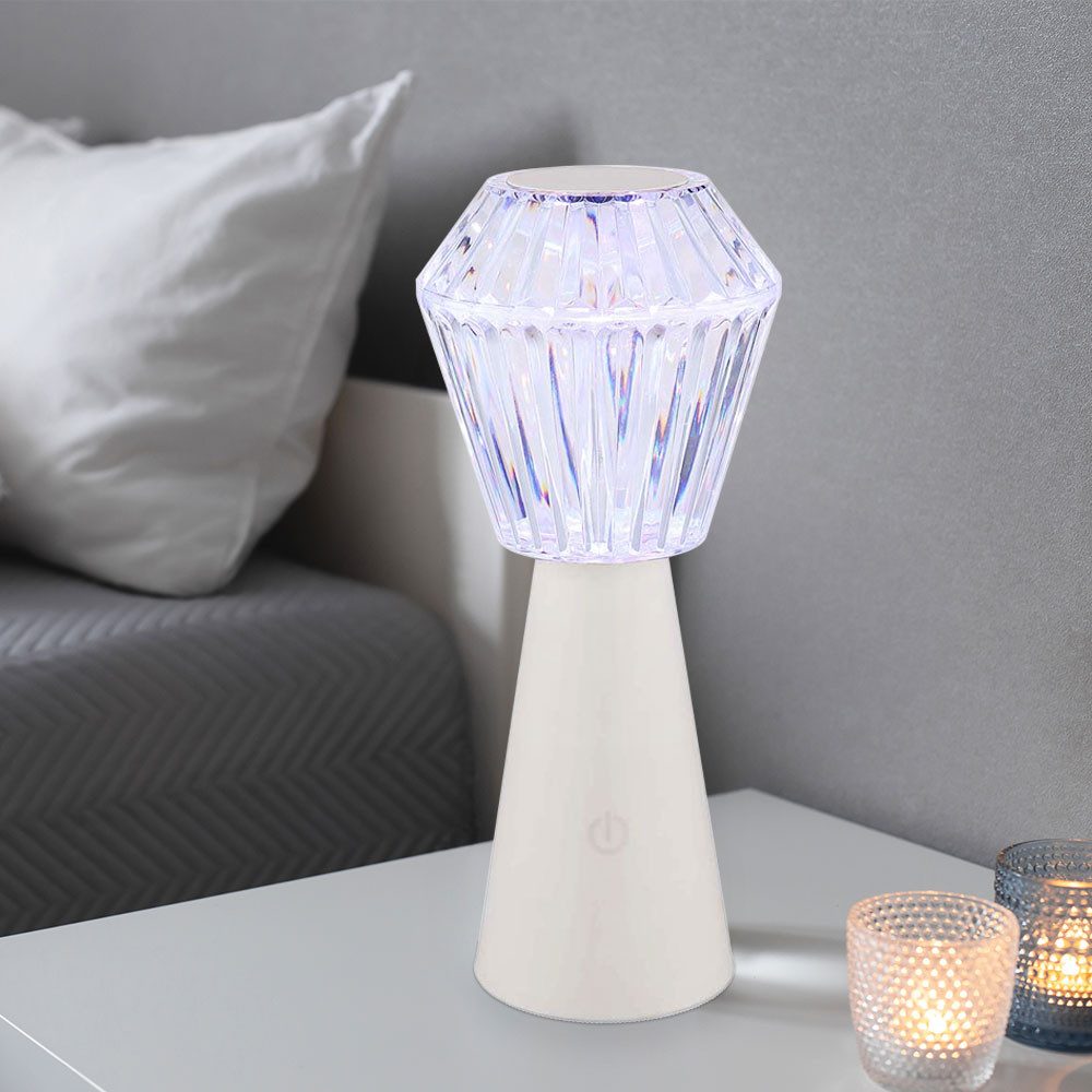 GLOBO LIGHTING LED Tischleuchte, LED-Leuchtmittel fest verbaut, Farbwechsel, Tischlampe Beistellleuchte Dekoleuchte RGB LED Kristall klar USB Touch