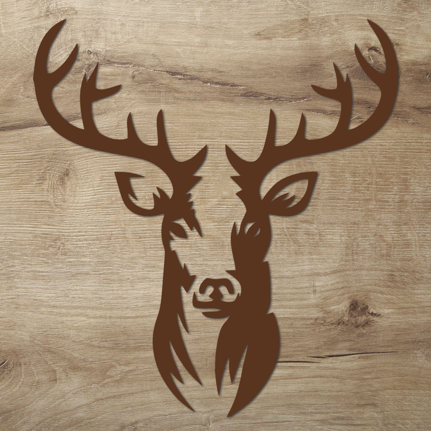 Namofactur Wanddekoobjekt XXL Hirsch Kopf Motiv, Holz Deko (2-teilig), Wandtattoo Hirschkopf aus Holz in verschieden Farben erhältlich