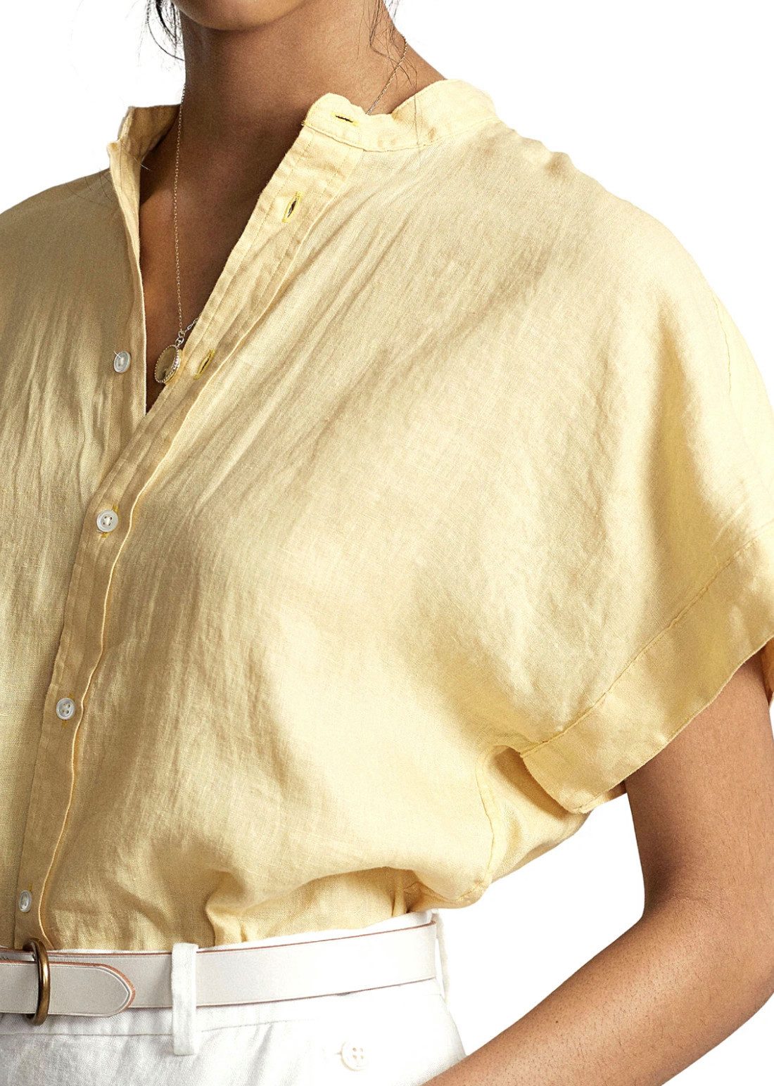 Polo Ralph Lauren Leinenhemd Leinen-Bluse Hemd Relaxed Fit Dolman-Ärmel mit angenähten Bündchen – Bild 4 von 5