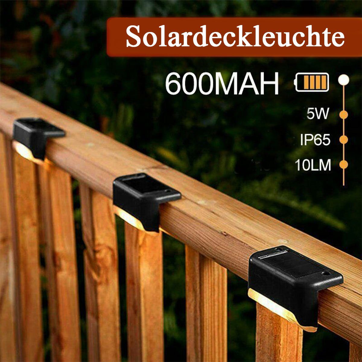 4/8 LED Treppenlichts, IP65 LED-Beleuchtung Solarlampe LED oyajia Schwarz fest Solarleuchte Lights, Stück LED integriert, Gartenleuchte Wasserdicht Deck