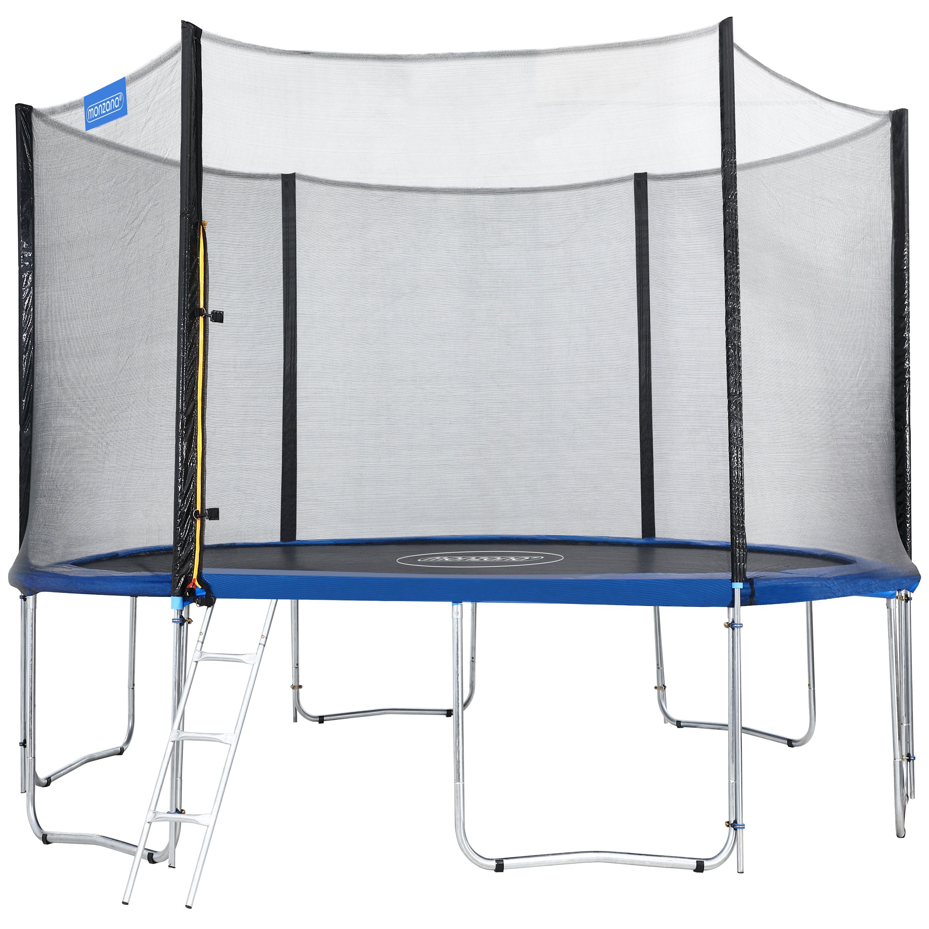 monzana Gartentrampolin, Ø 427 cm TÜV SÜD GS zertifiziert Komplettset inkl. Sicherheitsnetz, Leiter, Randabdeckung & Zubehör - Kindertrampolin Gartentrampolin