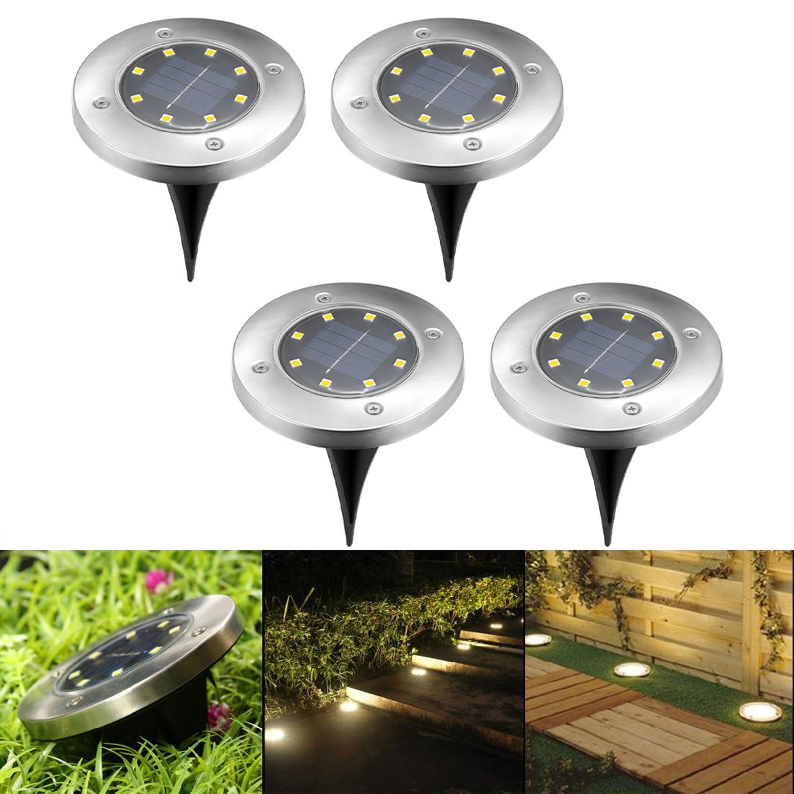 oyajia LED Solarleuchte 2/4er Set Solarleuchte Solar Bodenleuchte LED-Wegeleuchten Außen, LED fest integriert, LED Solarlampe Garten Solarleuchte Bodenleuchte