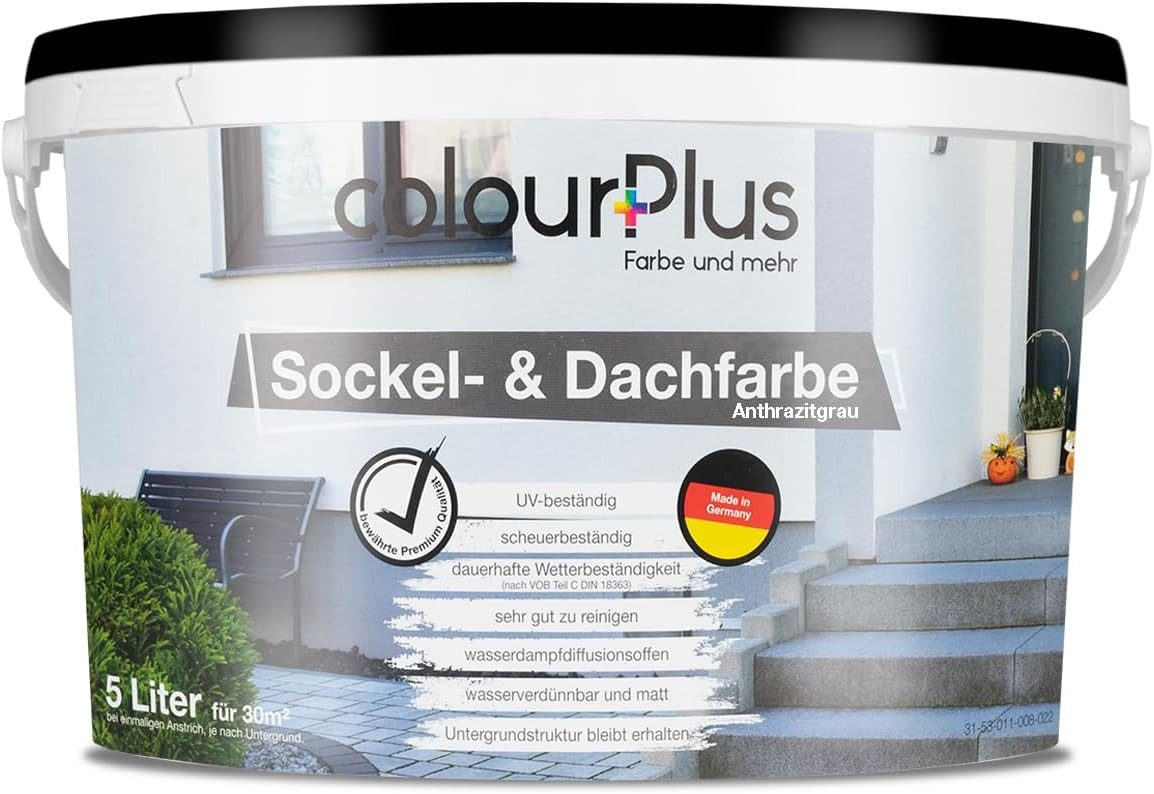 ColourPlus Dachfarbe Sockel- & Dachfarbe, hochdeckend, wetterbeständig, UV-stabil, wasserdampfdiffusionsfähig