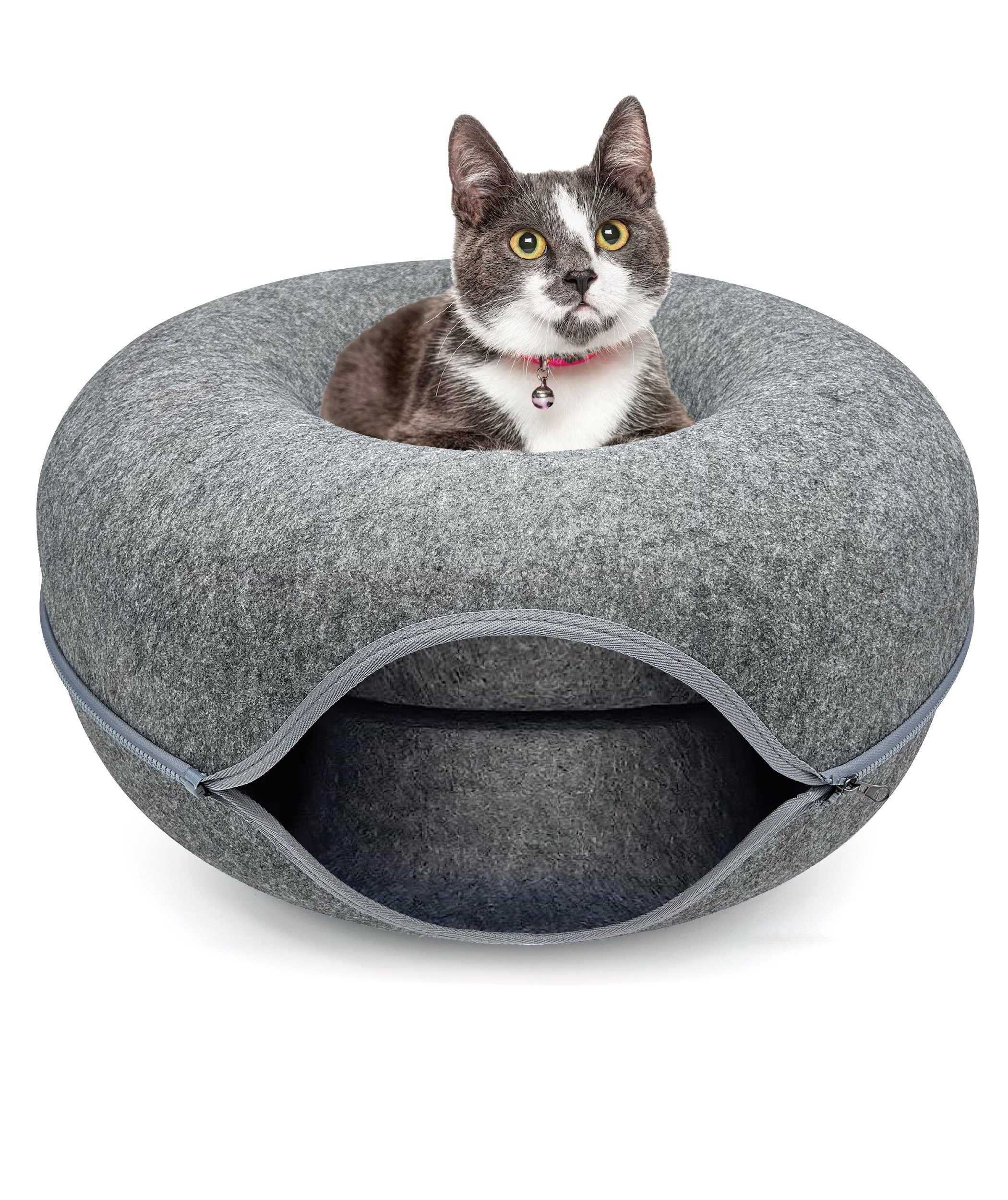 Pisi & Bili Tierbett Katzenbett Katzenhöhle aus Filz, Katzen Zubehör, gemütliches Katzentunnel