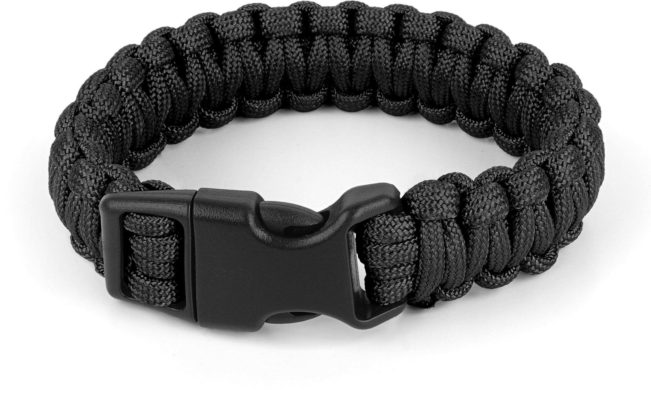 normani Armband Survival-Armband Paracord 17 mm Large, Professionelles Survival Armband aus geflochtener Paracord mit Clipverschluss Outdoorgadet Outdoorausrüstung Überlebensset Schwarz | Schwarz