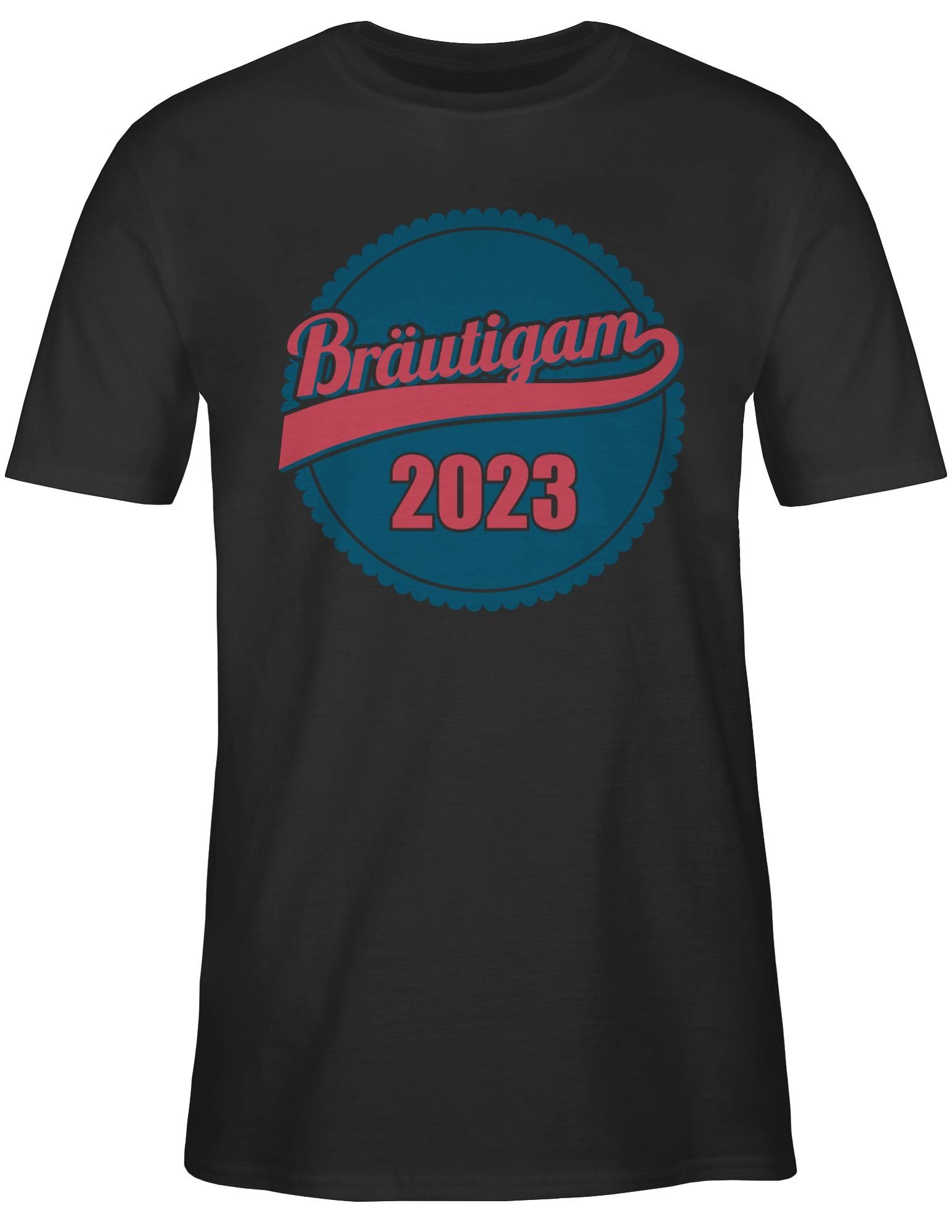 Schwarz Männer Bräutigam T-Shirt JGA Shirtracer 2 2023