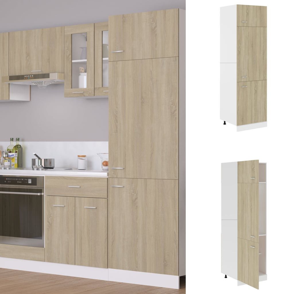 vidaXL Unterschrank Kühlumbauschrank Sonoma-Eiche 60x57x207 cm Holzwerkstoff