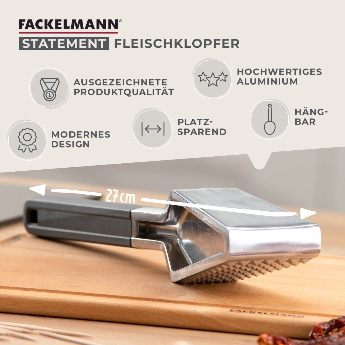 FACKELMANN Fleischklopfer Fleischklopfer, Fleischhammer, Schnitzelklopfer, Küchenhelfer